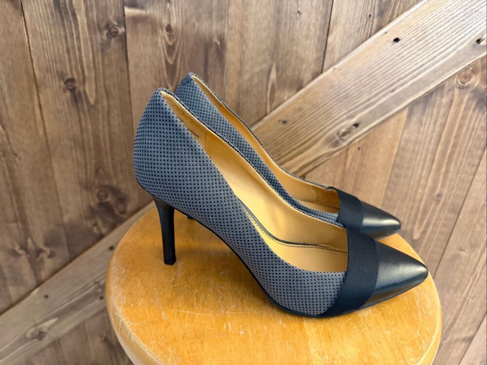 Audrey Brooke Women’s Size 7.5 Gray Black Pointed Toe Stiletto Pumps Heels